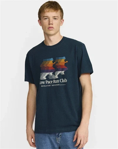 Revolution - Printed T-Shirt - Darkpetrol-Melange